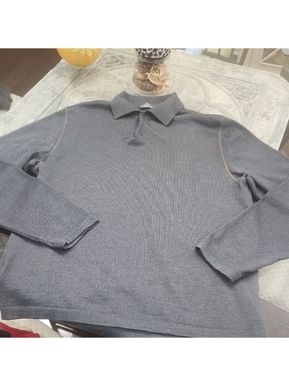 Marizotto Lab Italy Merino Wool Gray Knit Sweater L Like New
